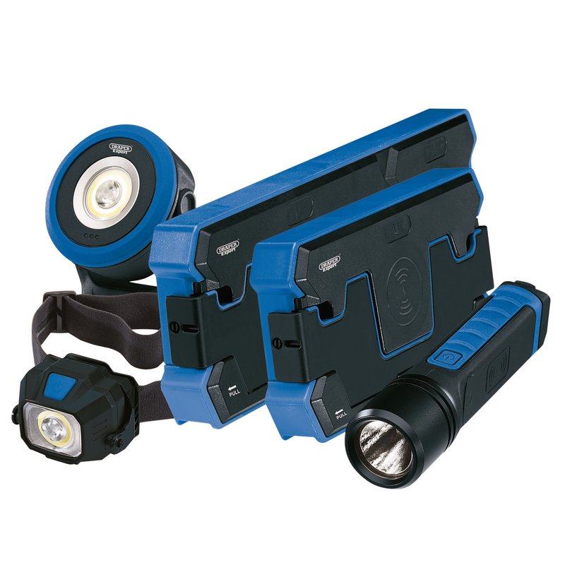 Draper Wireless/USB Rechargeable Lights Kit with Single and Dual Charging Pads DRA-08311