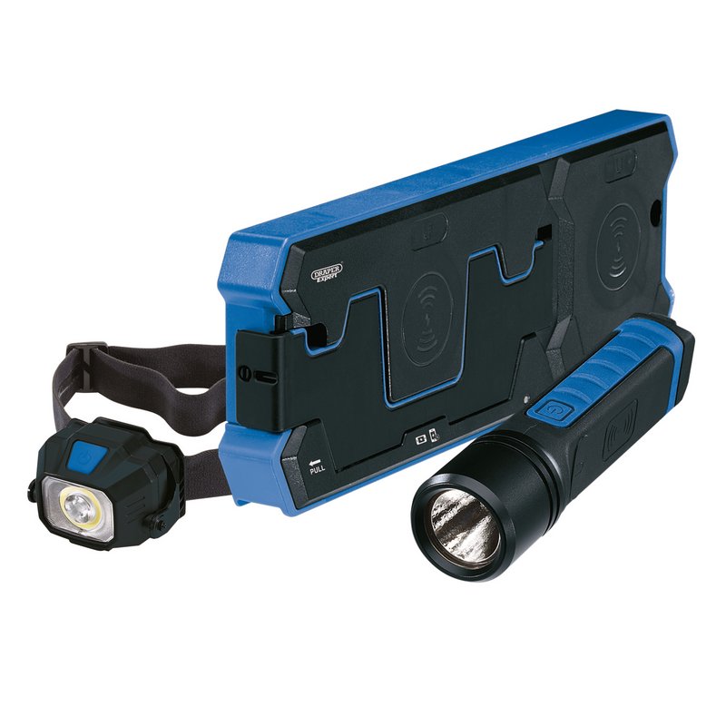 Draper Wireless/USB Rechargeable Torch Kit with Dual Charging Pad DRA-08318