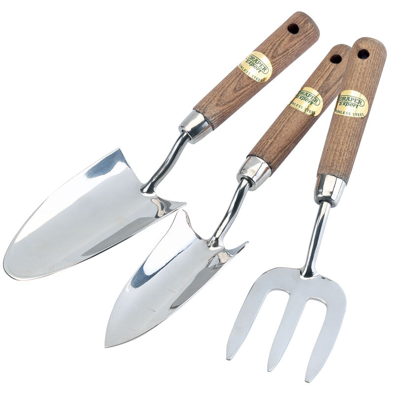 Draper Stainless Steel Hand Fork and Trowels Set with Ash Handles (3 Piece) DRA-09565