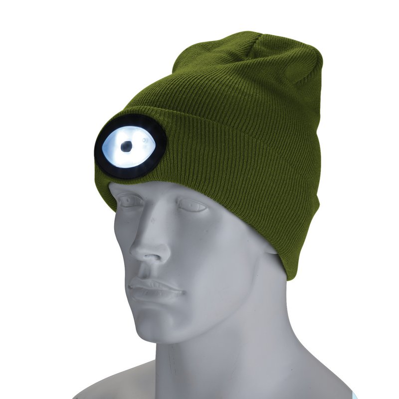 Draper Beanie Hat with Rechargeable Torch, One Size, 1W, 100 Lumens, Green DRA-10018
