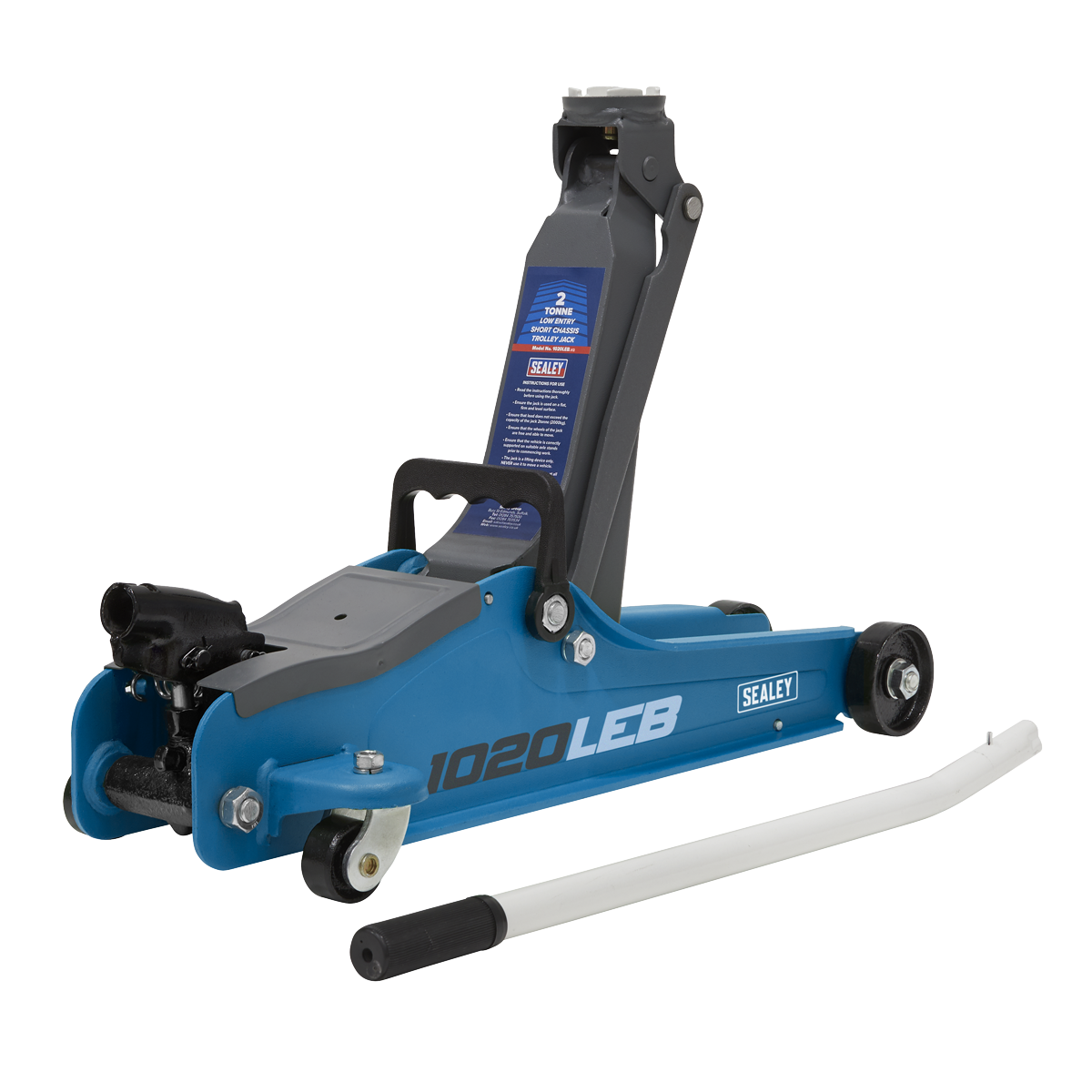 Sealey 2tonne Low Entry Short Chassis Trolley Jack - Blue 1020LEB