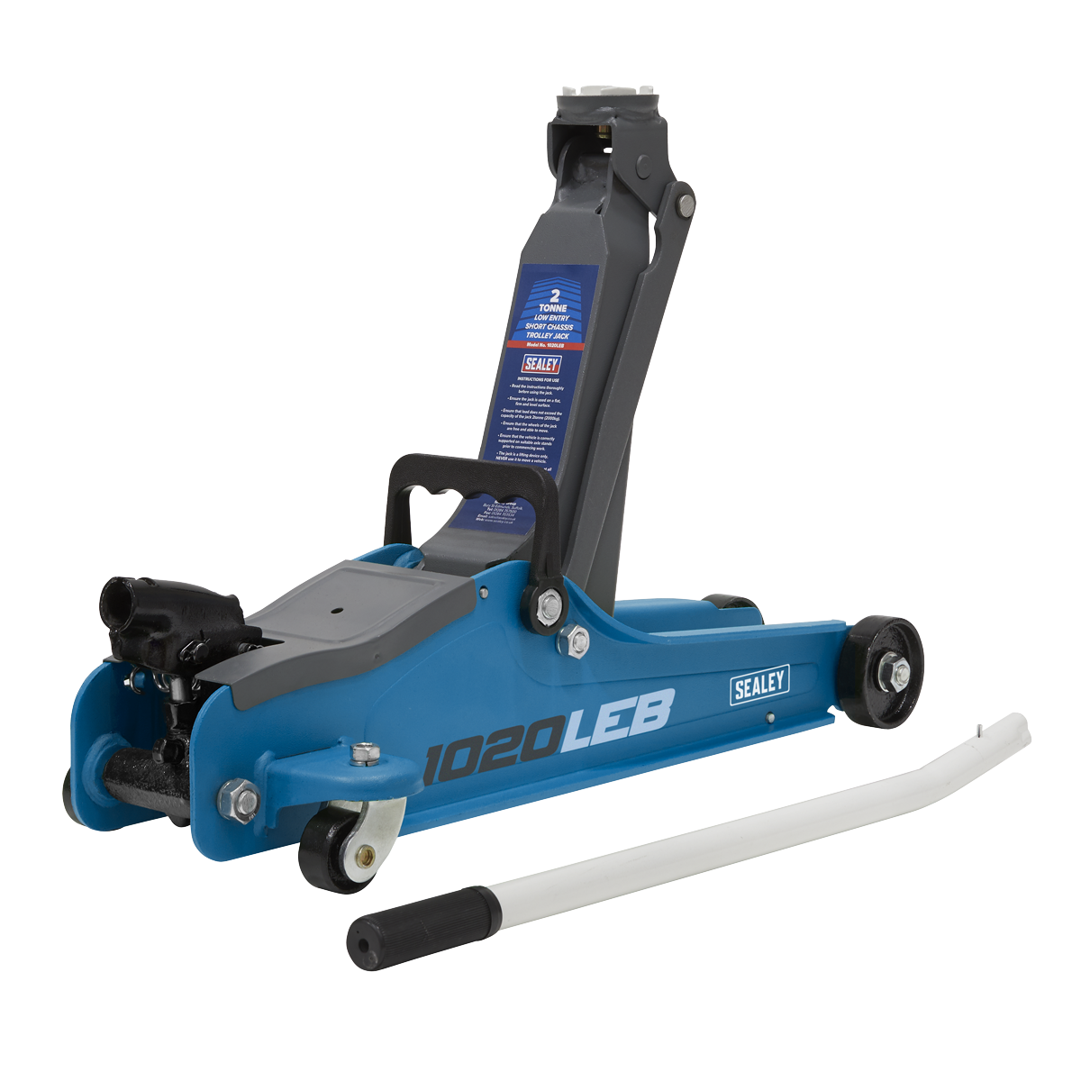 Sealey 2tonne Low Entry Short Chassis Trolley Jack - Blue 1020LEB