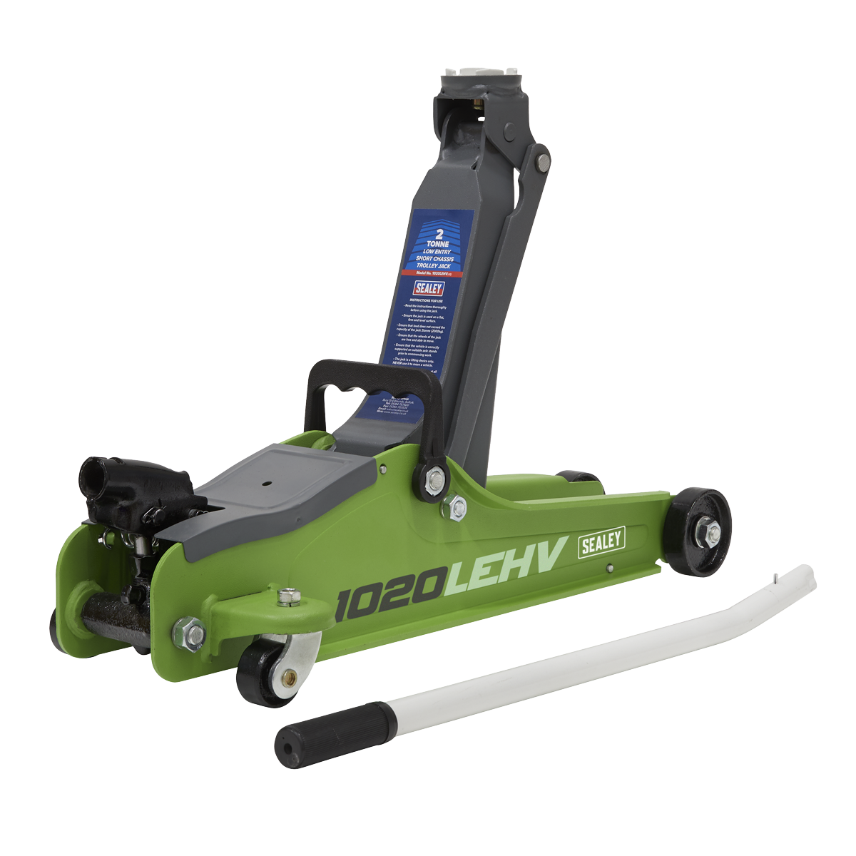 Sealey 2tonne Low Entry Short Chassis Trolley Jack - Hi-Vis Green 1020LEHV