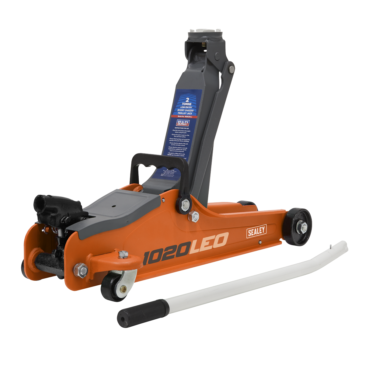Sealey 2tonne Low Entry Short Chassis Trolley Jack - Orange 1020LEO