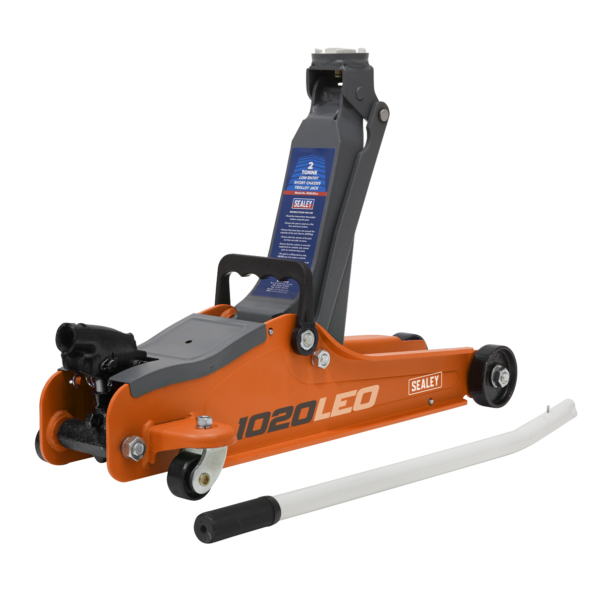 Sealey 2tonne Low Entry Short Chassis Trolley Jack - Orange 1020LEO