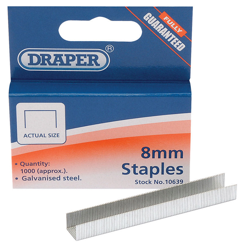 Draper Steel Staples, 8 x 10mm (Pack of 1000) DRA-10639