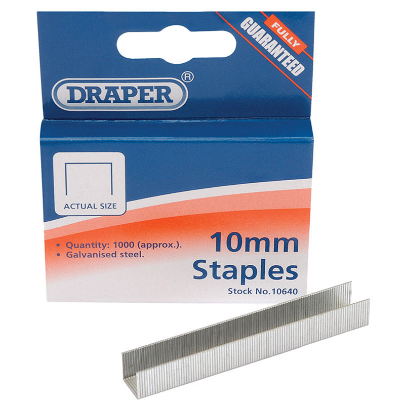 Draper Steel Staples, 10 x 10.5mm (Pack of 1000) DRA-10640