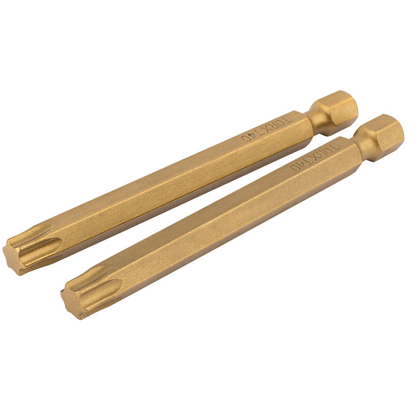 Draper T40 1/4" Hex Draper TX-STAR® ; Titanium Nitride Coated Insert Bit 75mm Long x 2 DRA-10717