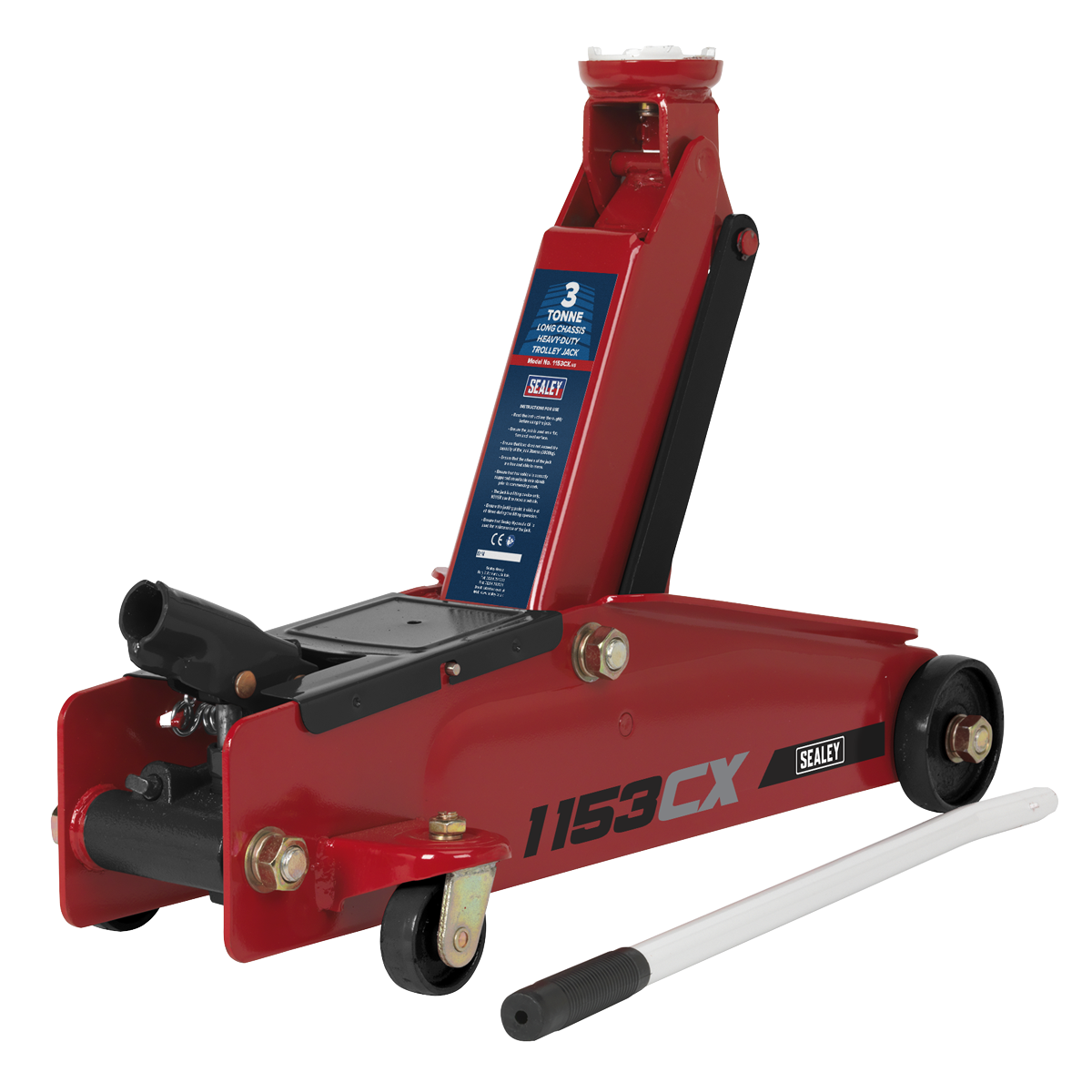 Sealey 3tonne Long Chassis Heavy-Duty Trolley Jack 1153CX