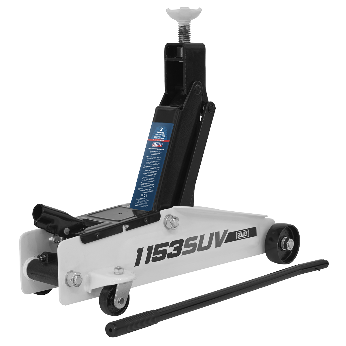Sealey 3tonne Long Chassis High Lift SUV Trolley Jack 1153SUV