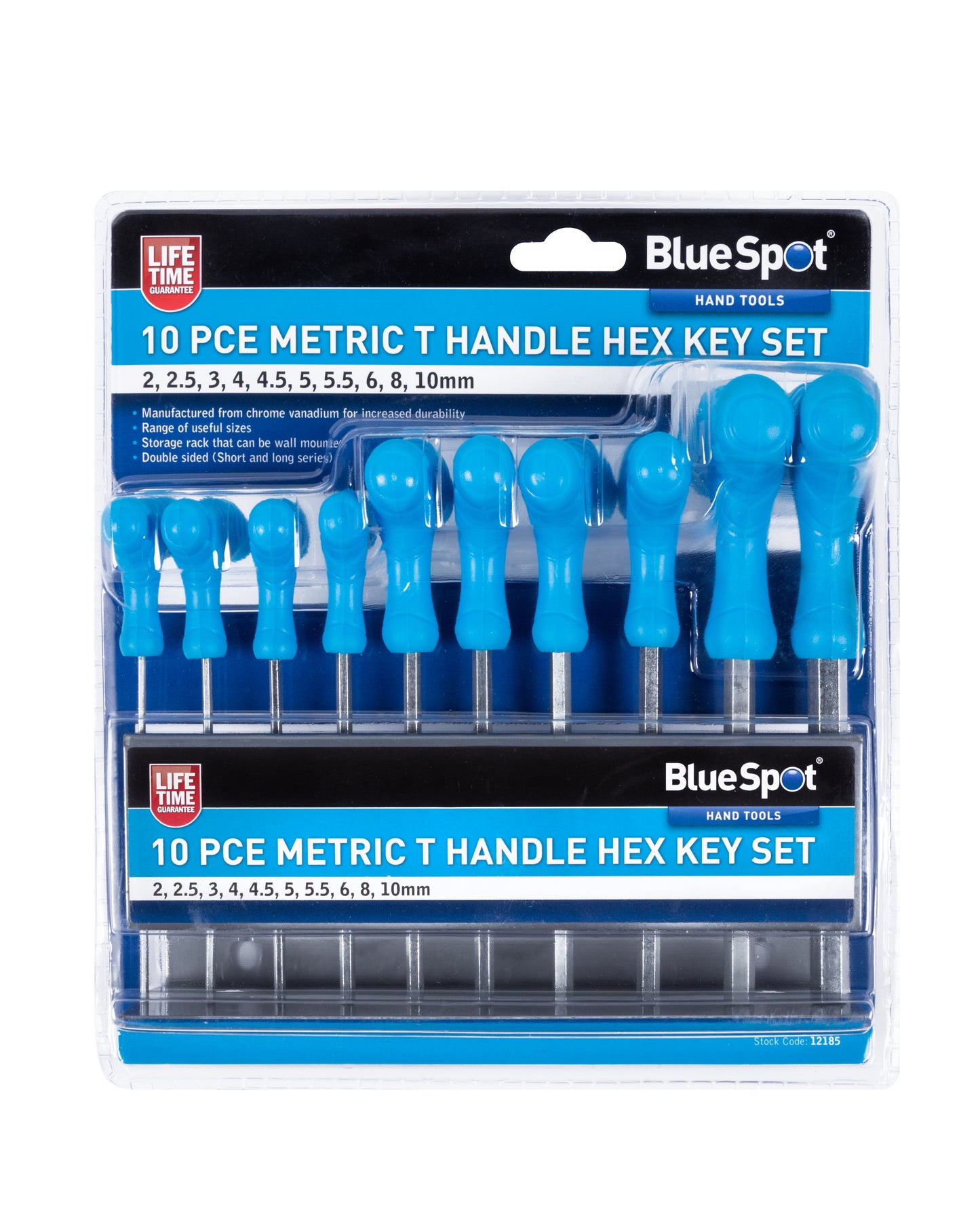BlueSpot 10 PCE Metric T Handle Hex Key Set (2-10mm) 12185