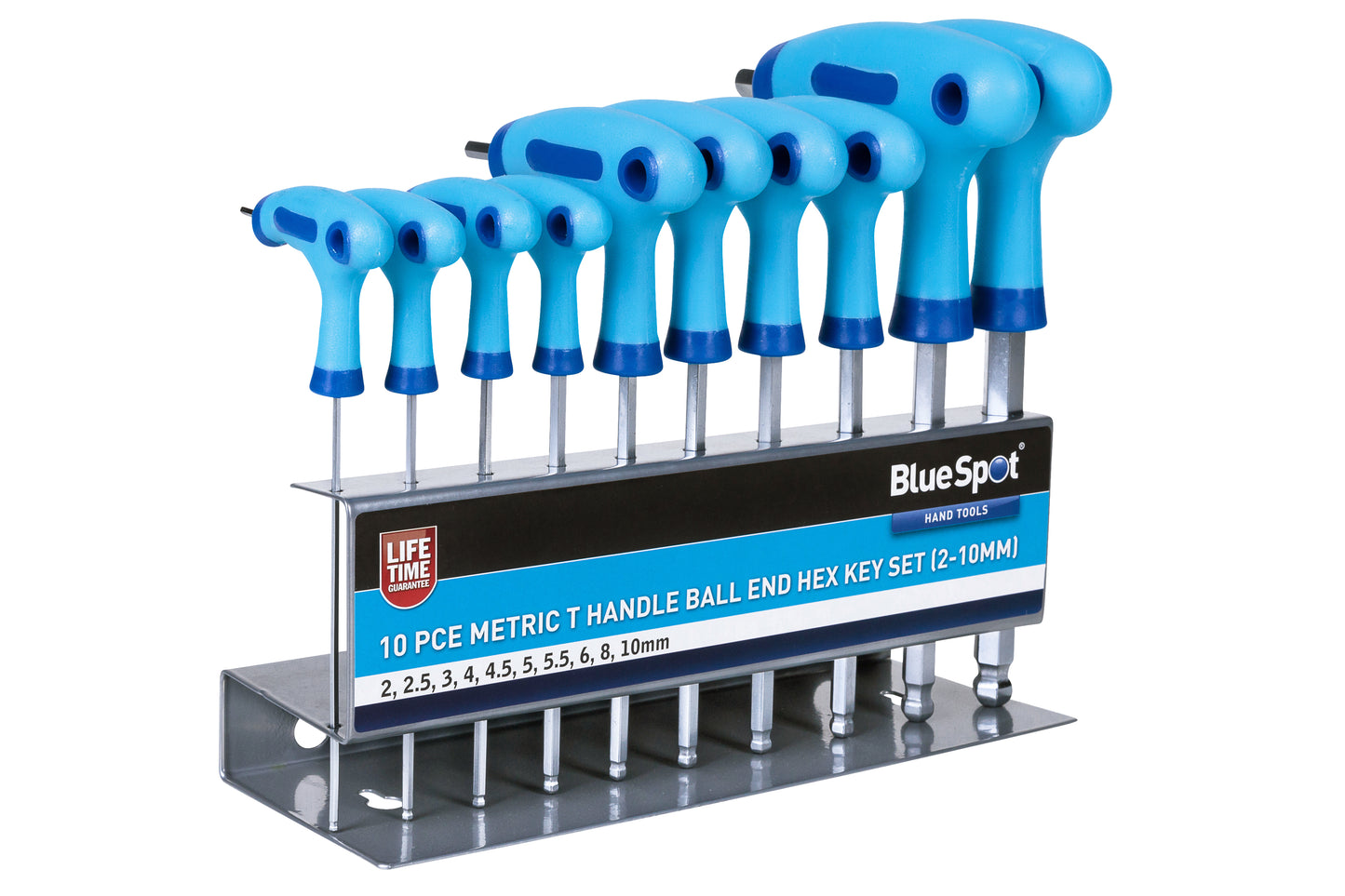 BlueSpot 10 PCE Metric T Handle Ball End Hex Key Set (2-10mm) 12186