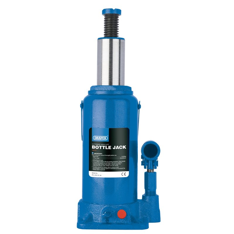 Draper High Lift Hydraulic Bottle Jack, 10 Tonne DRA-13117