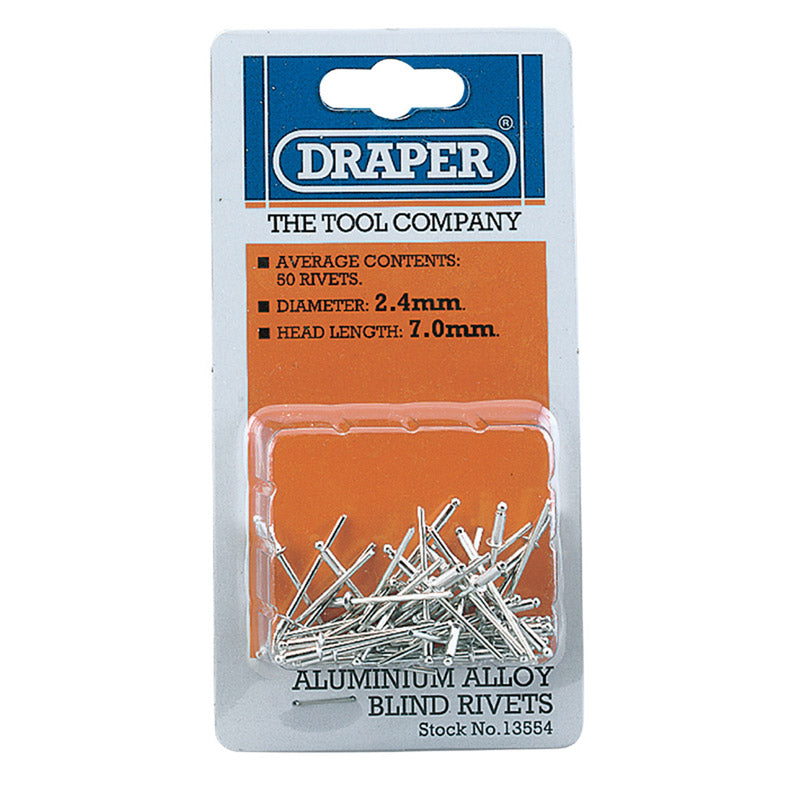Draper Blind Rivets, 2.5 x 7mm (50 Piece) DRA-13554