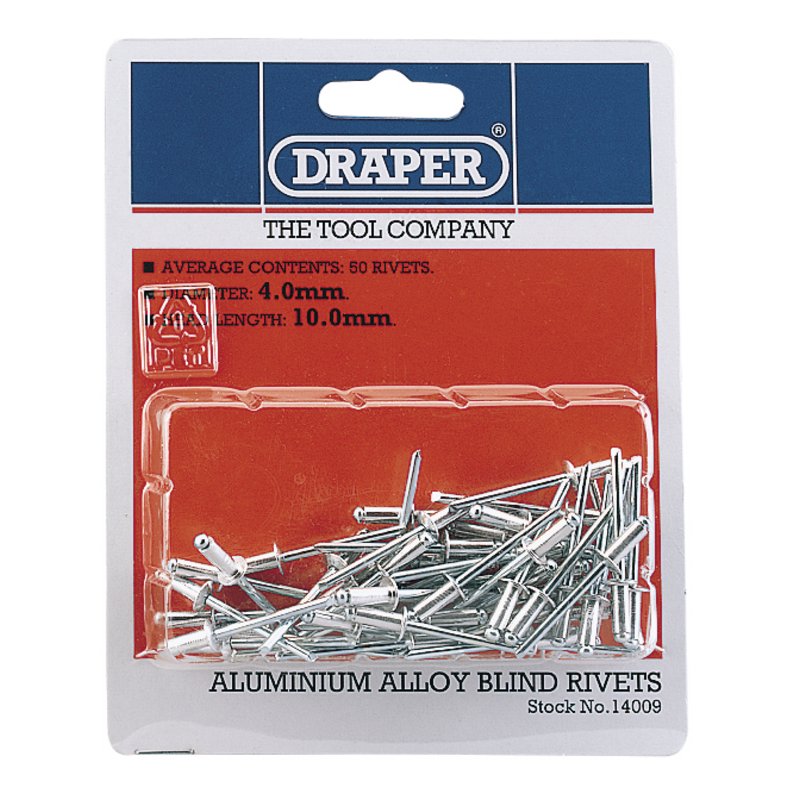 Draper Blind Rivets, 4 x 10mm (50 Piece) DRA-14009