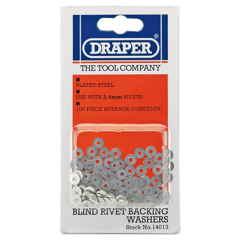 Draper Rivet Backing Washers, 2.4mm (100 Piece) DRA-14013