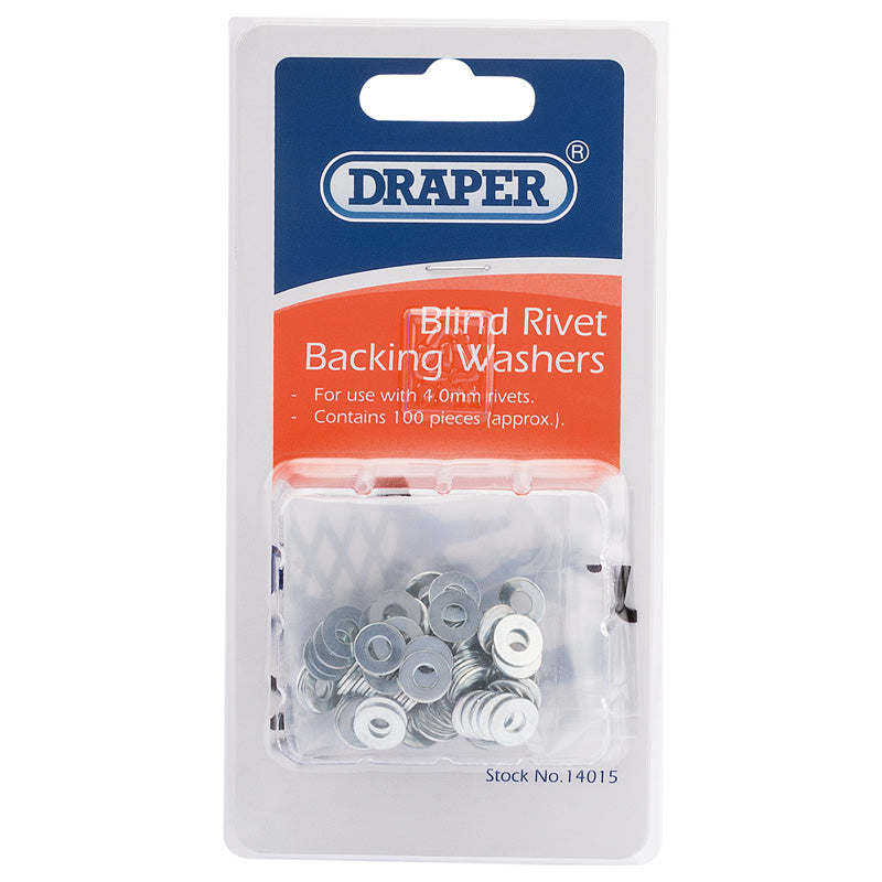 Draper Rivet Backing Washers, 4mm (100 Piece) DRA-14015