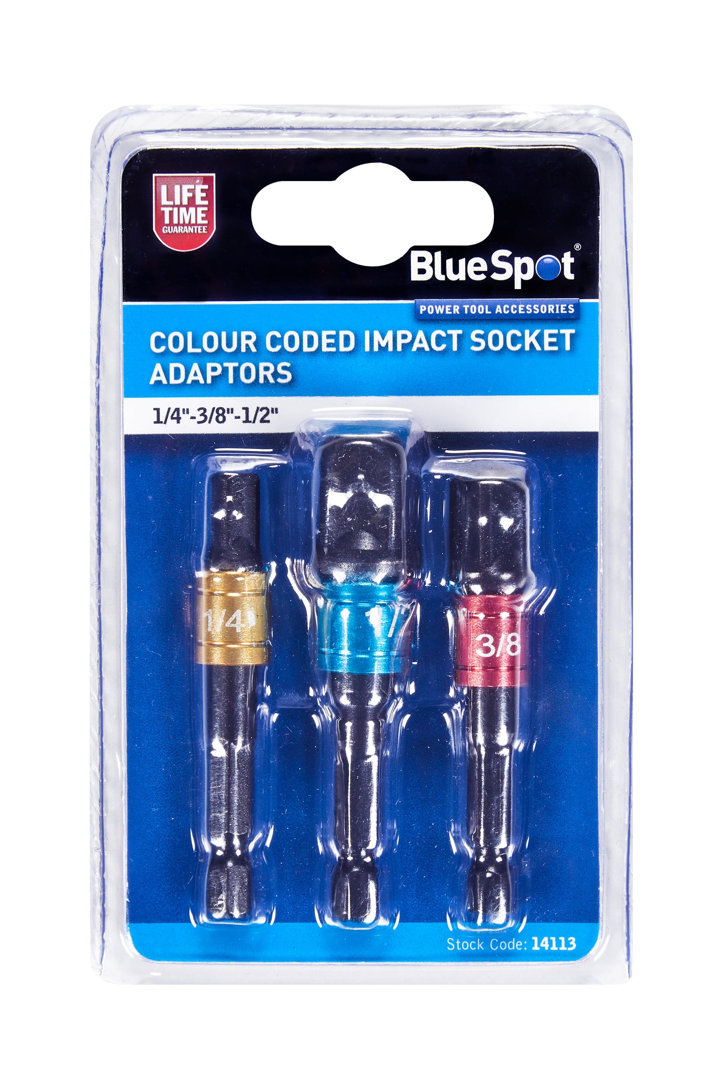 BlueSpot Colour Coded Impact Socket Adaptors (1/4"-3/8"-1/2") 14113