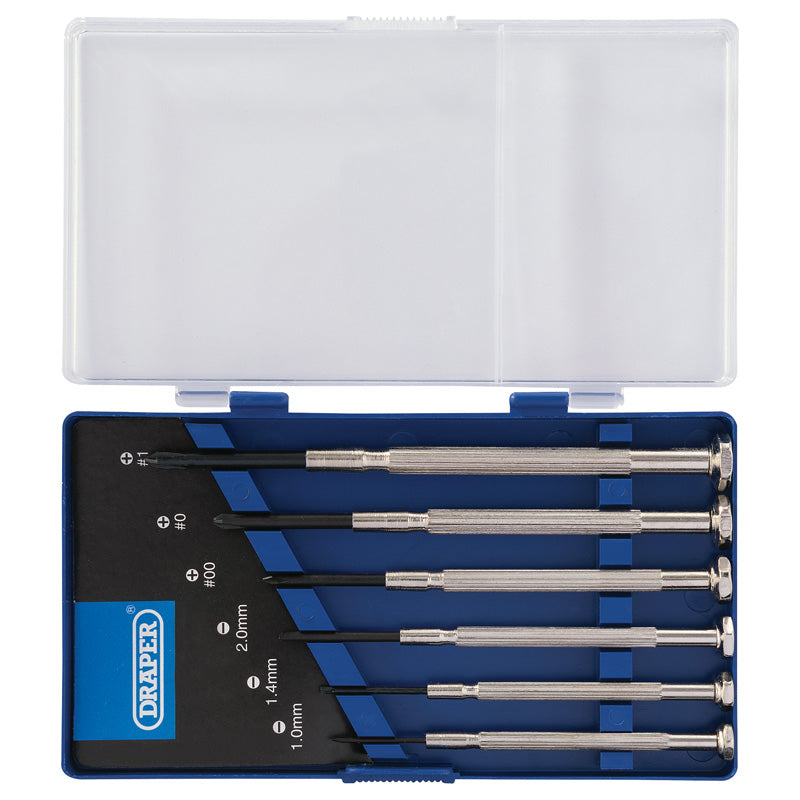 Draper Precision Screwdriver Set, 3 x Plain Slot, 3 x Cross Slot (6 Piece) DRA-14956