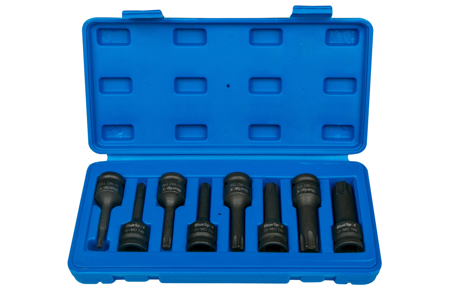 BlueSpot 8 PCE 1/2" Impact Torx Sockets (T30-T80) 01506