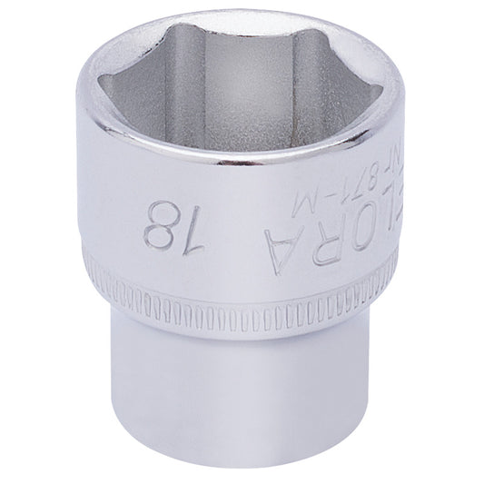Elora Hexagon Socket, 3/8" Sq. Dr., 18mm DRA-15235