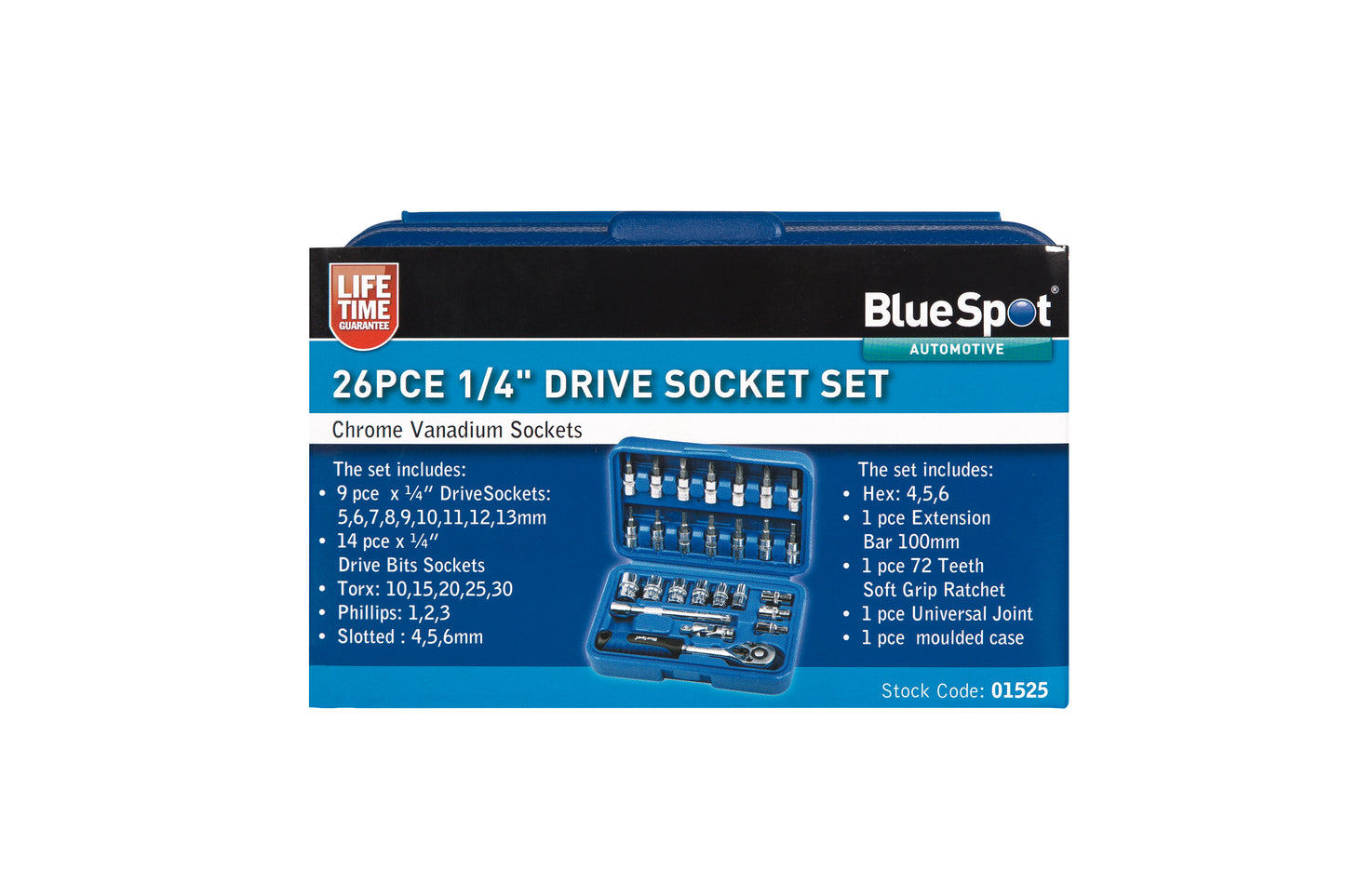 BlueSpot 26 PCE 1/4" Metric Socket Set (5-14mm) 01525