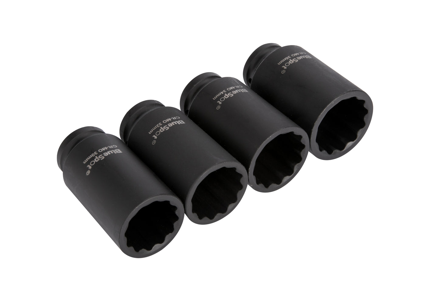 BlueSpot 4 PCE 1/2" Metric Cr-Mo Impact Sockets (30-36mm) 01528