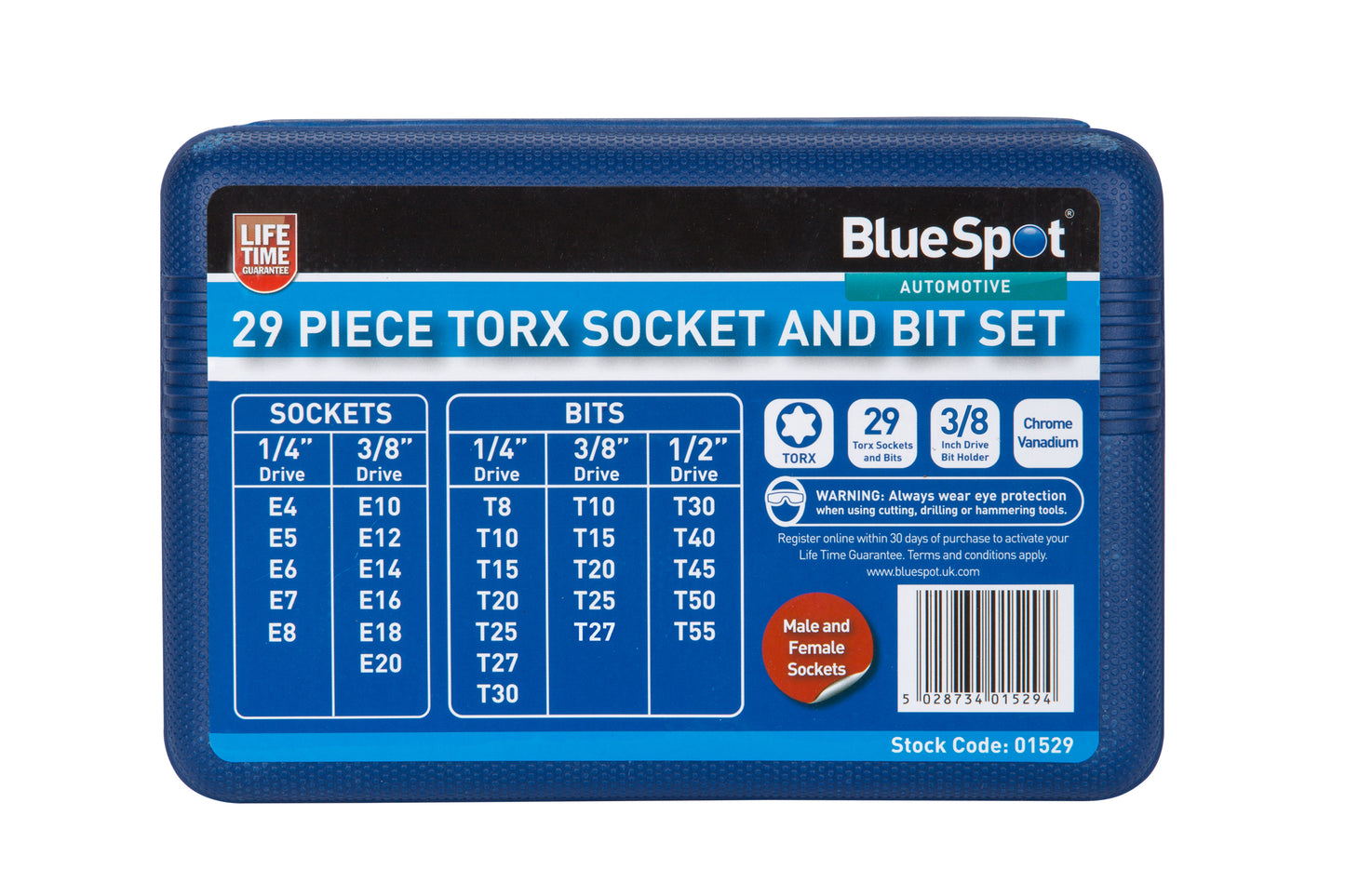 BlueSpot 29 PCE Torx Socket & Bit Set (T10-T55) (E4-E20) 01529