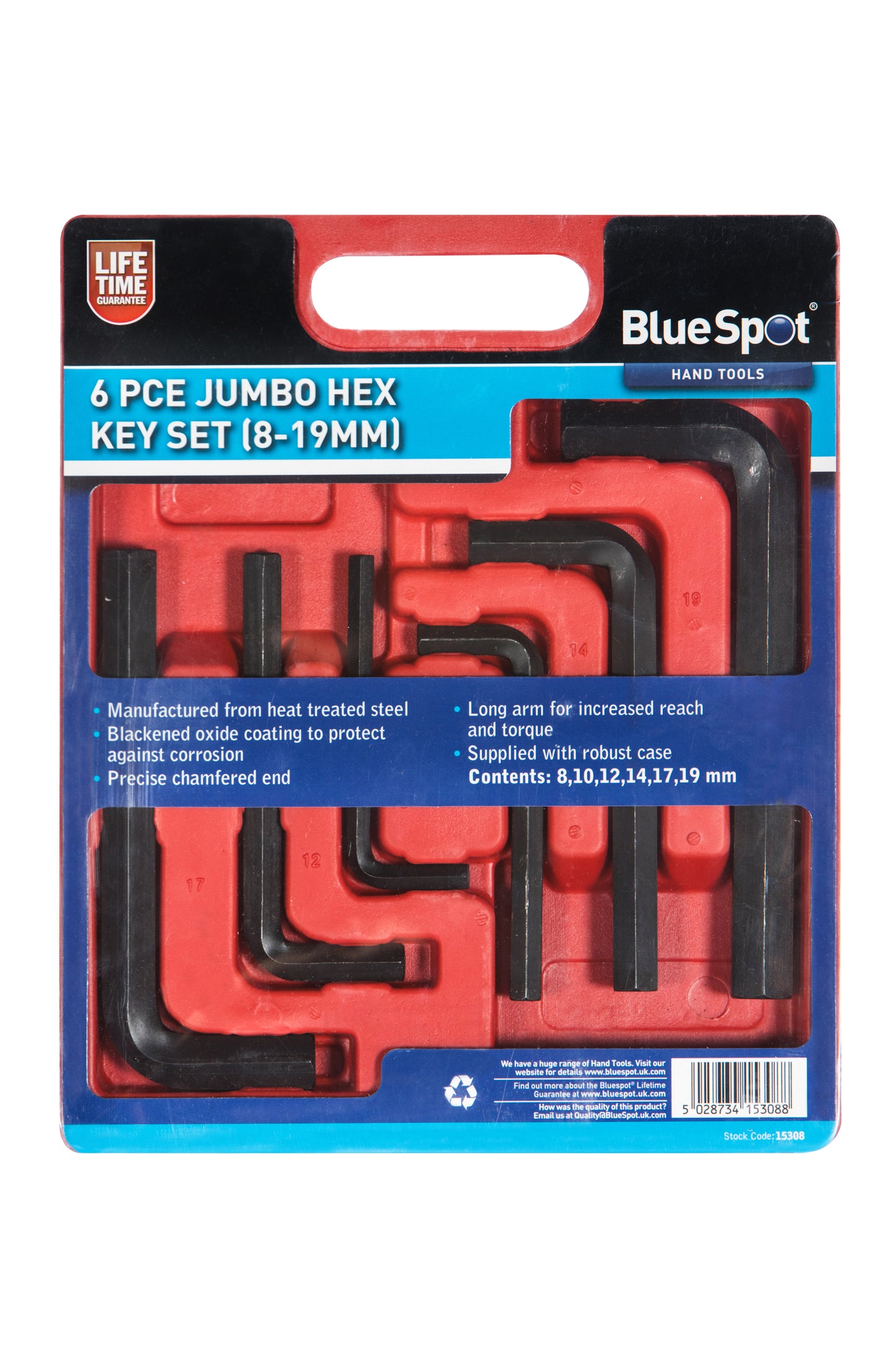 BlueSpot 6 PCE Jumbo Hex Key Set (8-19mm) 15308