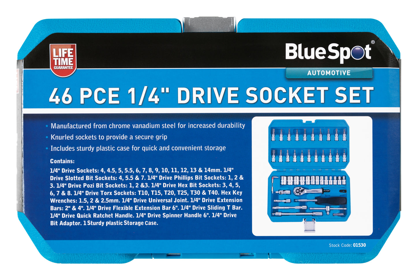 BlueSpot 46 PCE 1/4" Metric Socket Set (4-14mm) 01530