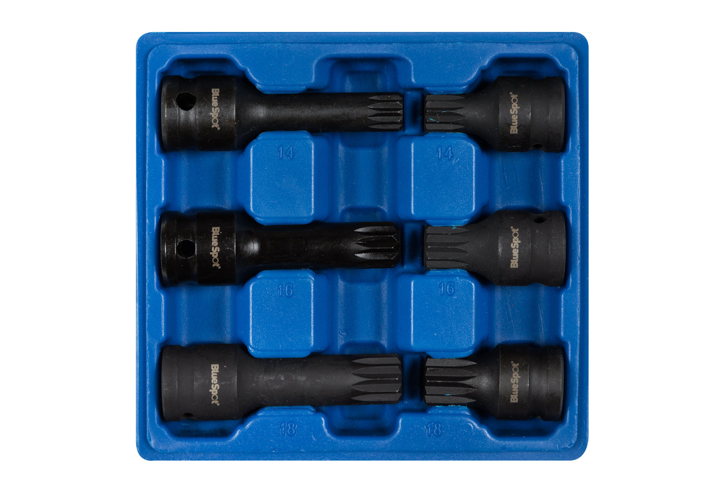 BlueSpot 6 PCE 1/2" Spline Sockets (M14-M18) 01532