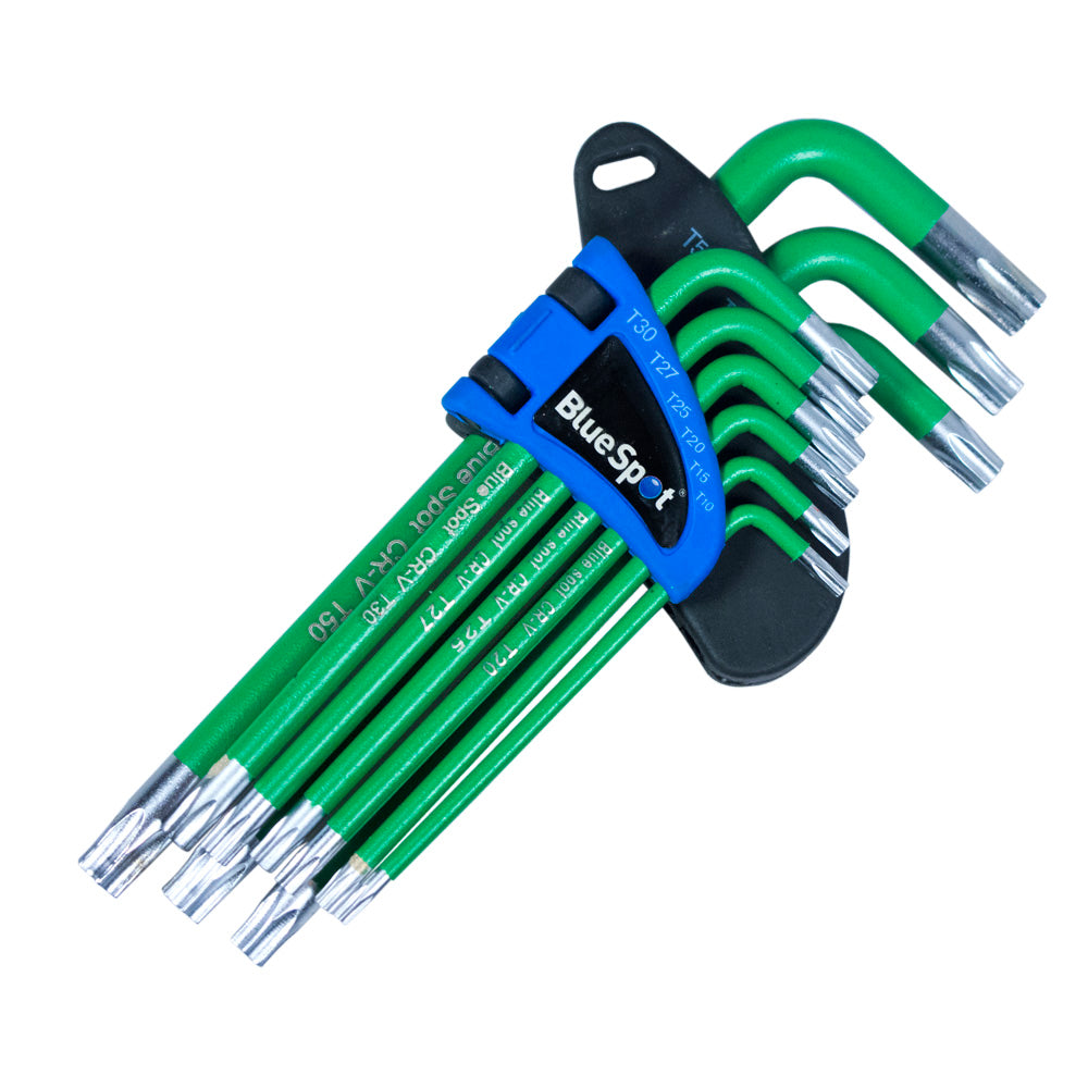 BlueSpot 9 PCE Long Arm Tamper Proof Torx Key Set (T10-T50) 15380