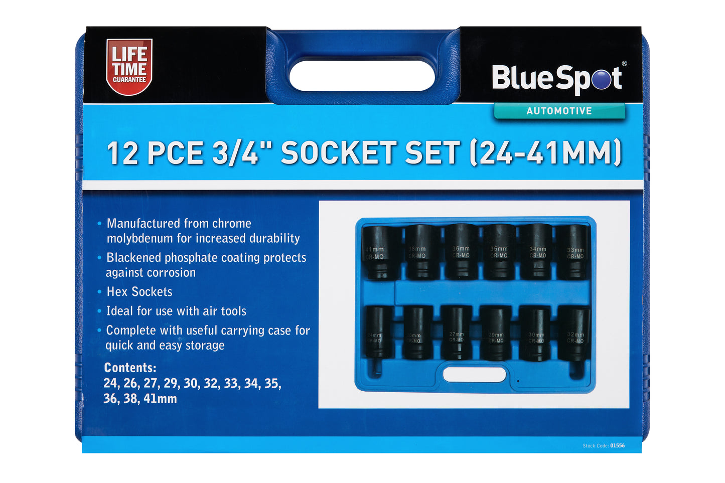 BlueSpot 12 PCE 3/4" Impact Socket Set (24-41mm) 01556