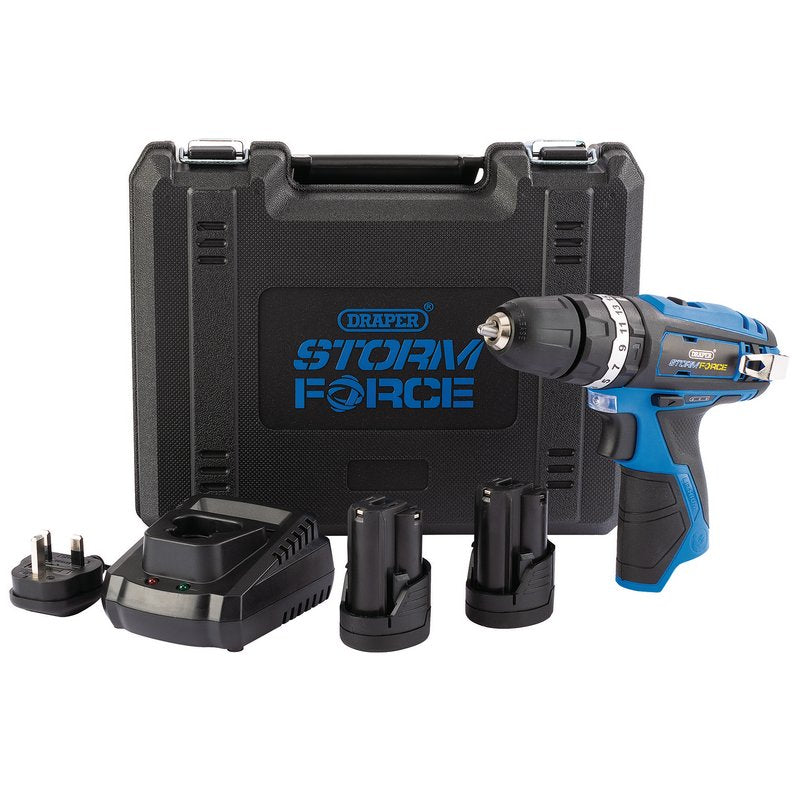 Draper Storm Force® ; 10.8V Combi Drill with 2x 1.5Ah Batteries + Charger DRA-16048