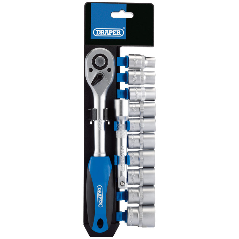 Draper Metric Socket and Ratchet Set, 1/2" Sq. Dr. (12 Piece) DRA-16374