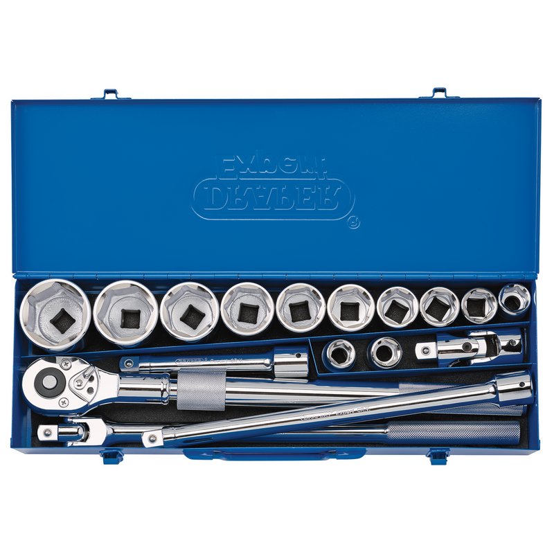 Draper Metric Socket Set in Metal Case, 3/4" Sq. Dr. (17 Piece) DRA-16486