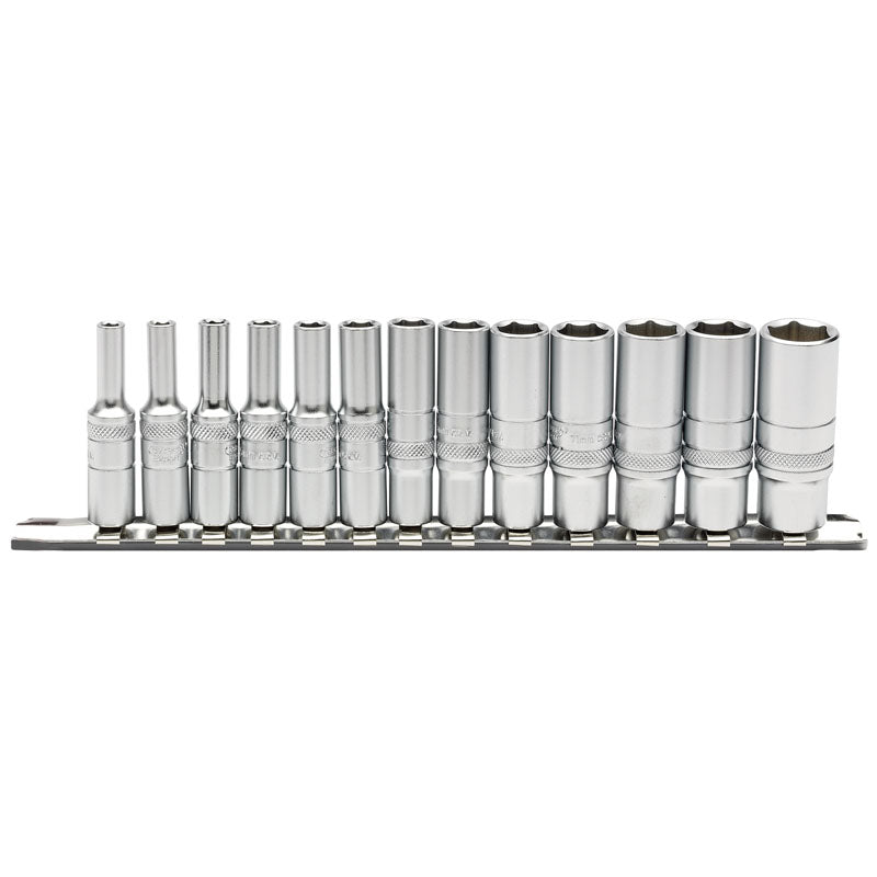 Draper Deep Metric Socket Set on a Metal Rail, 1/4" Sq. Dr. (13 Piece) DRA-16490