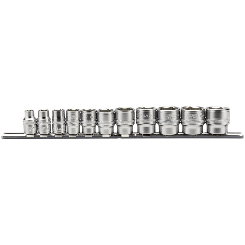Draper Imperial Socket Set on a Metal Rail, 3/8" Sq. Dr. (11 Piece) DRA-16493