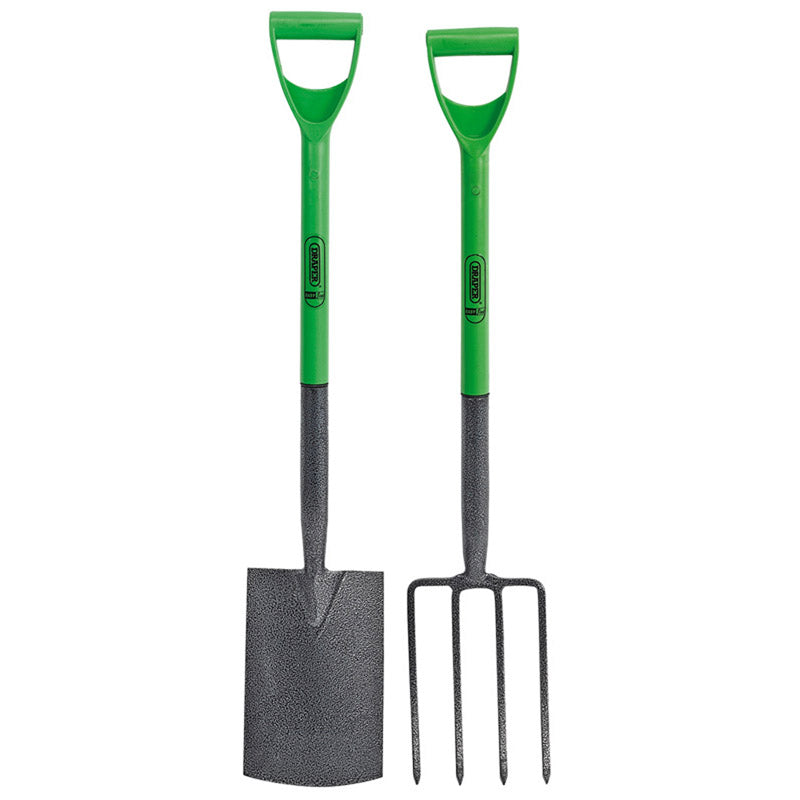 Draper Carbon Steel Garden Fork and Spade Set, Green DRA-16566