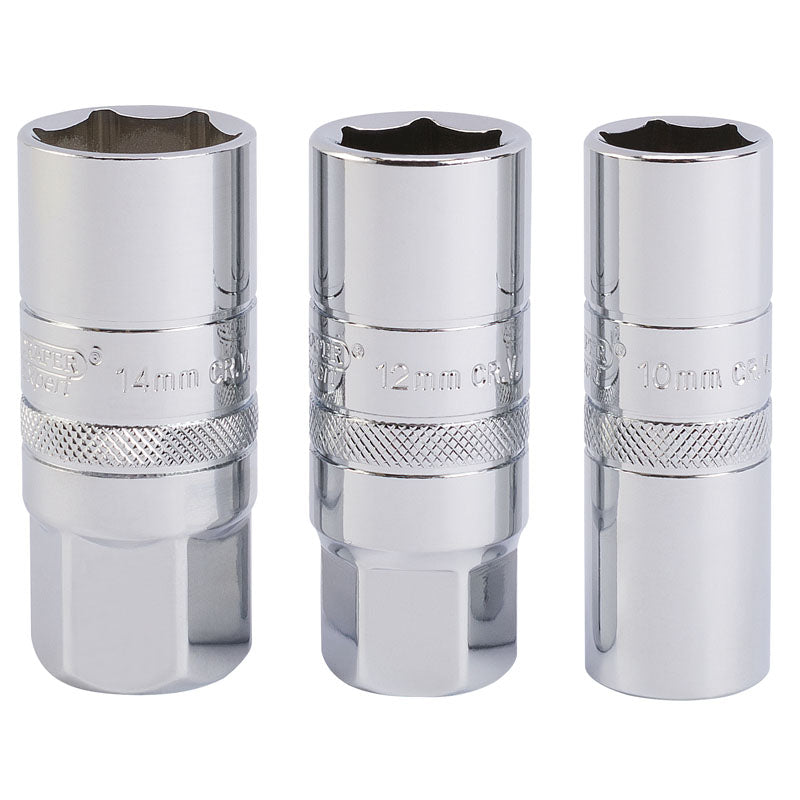 Draper Spark Plug Socket Set, 1/2" Sq. Dr. (3 Piece) DRA-16784