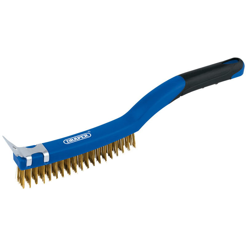 Draper Brass Wire Scratch Brush with Scraper, 350mm DRA-17181