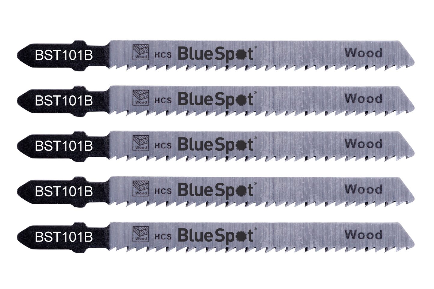 BlueSpot 5 PCE HCS Clean Cut Jigsaw Blades For Wood (10 TPI) 19003