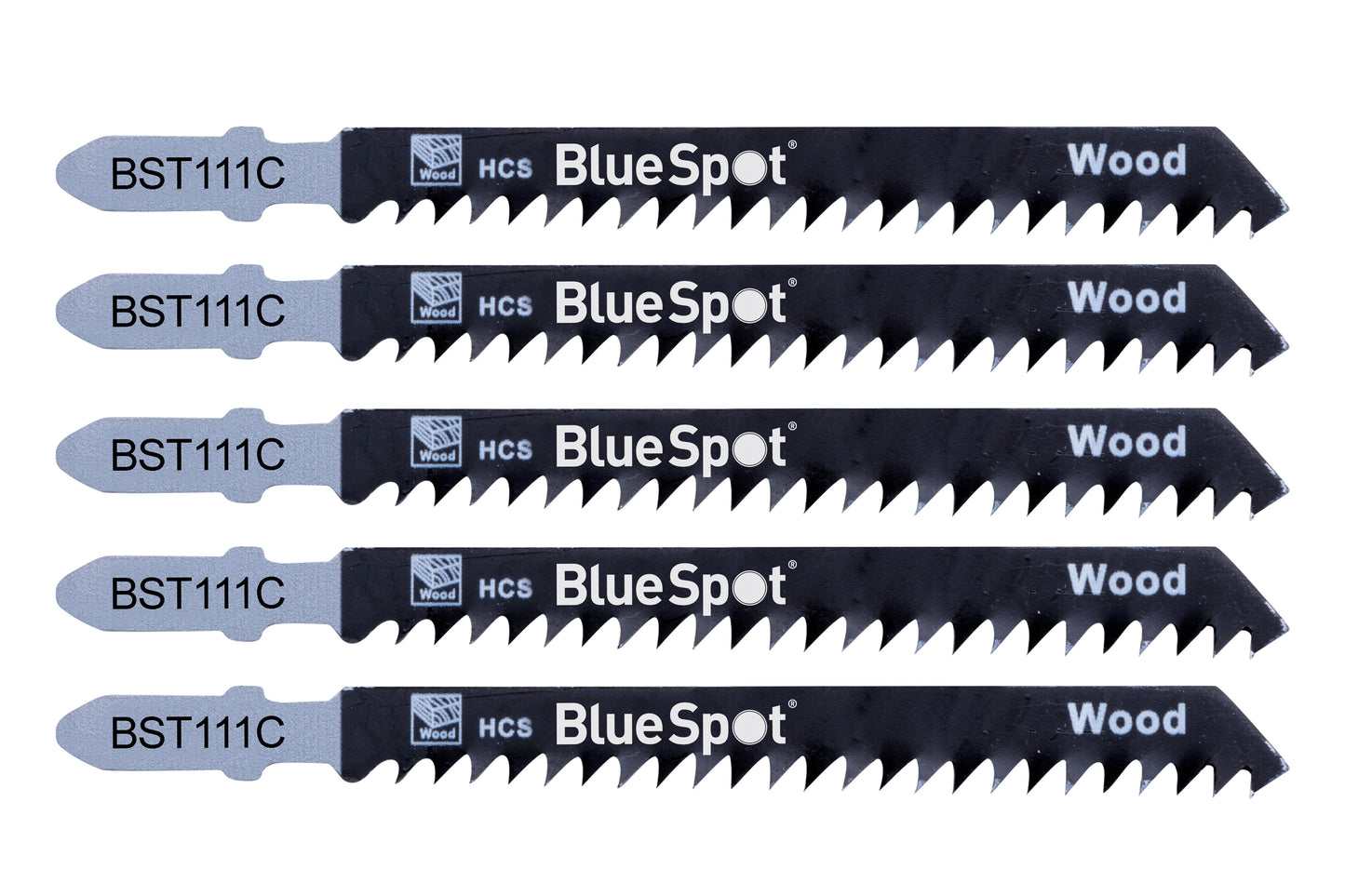 BlueSpot 5 PCE HCS Quick Cut Jigsaw Blades For Wood (8 TPI) 19006
