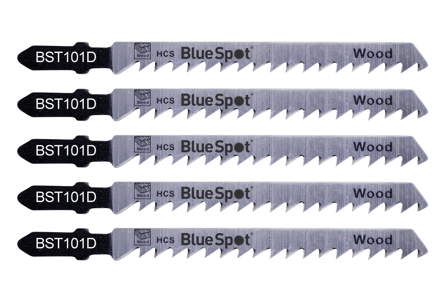 BlueSpot 5 PCE HCS Fast Cut Jigsaw Blades For Wood (6 TPI) 19007