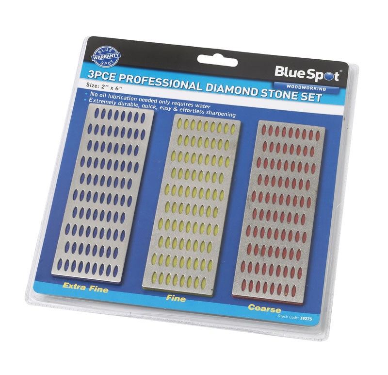 BlueSpot 3 PCE 150mm x 50mm Diamond Sharpening Whetstone Set 19275