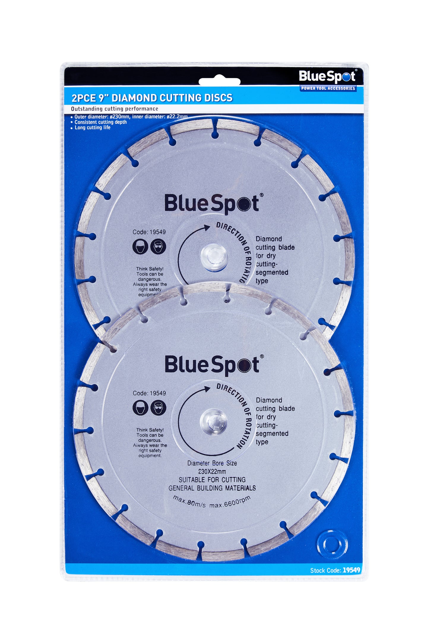 BlueSpot 2 PCE 230mm (9") Segmented Diamond Dry Cutting Disc 19549