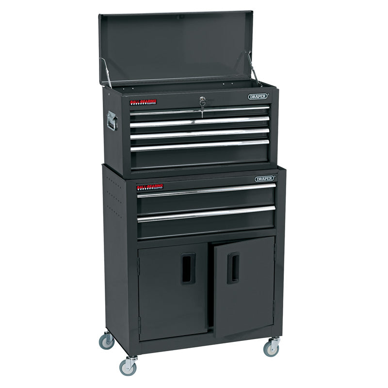 Draper Combined Roller Cabinet and Tool Chest, 6 Drawer, 24", Black DRA-19572