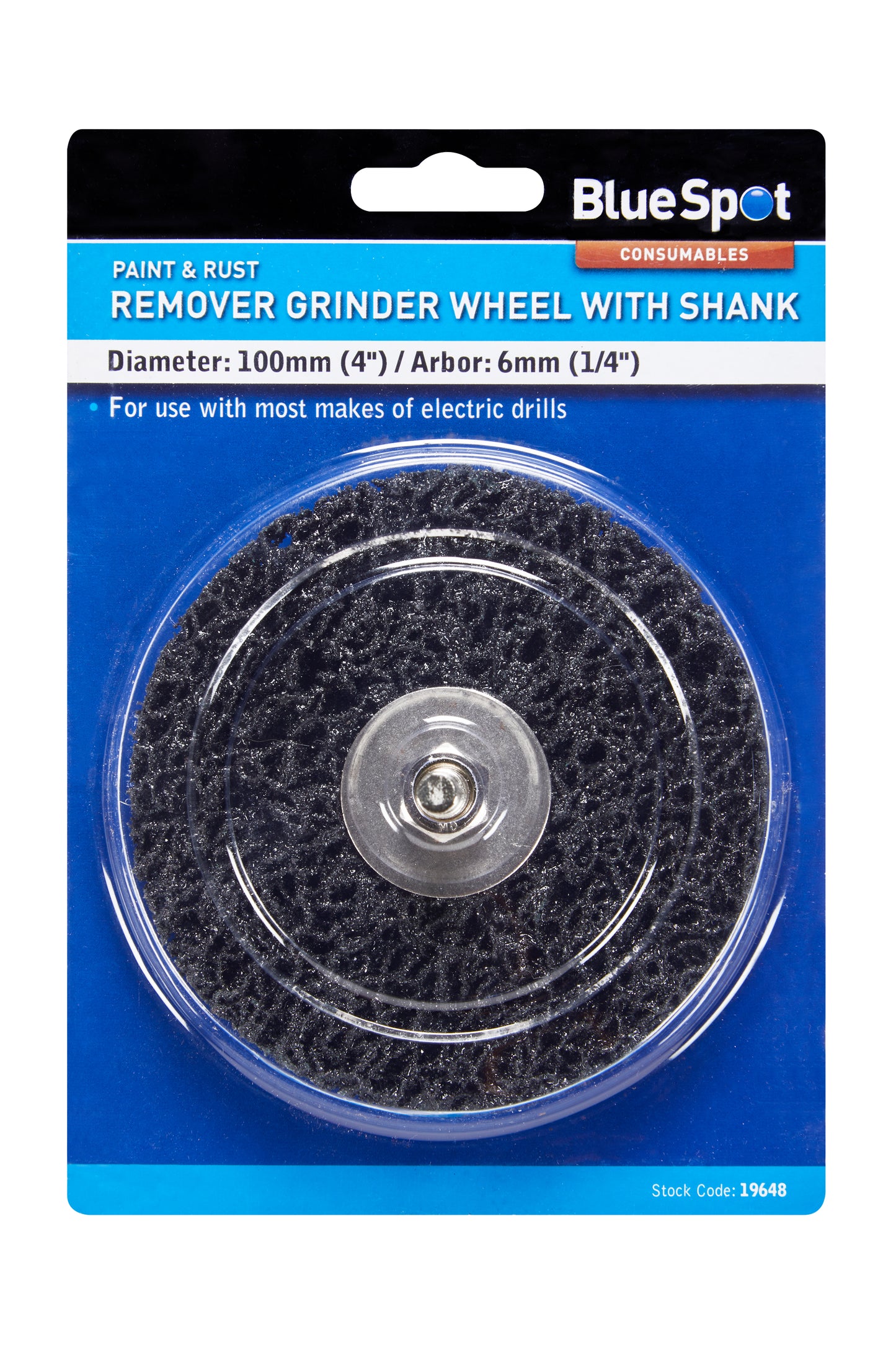 BlueSpot 100mm (4") Rust Remover Grinding Wheel with Shank 19648