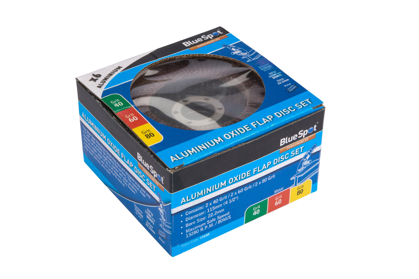 BlueSpot 6 PCE 115mm (4.5") Aluminium Oxide Flap Disc Set 19688