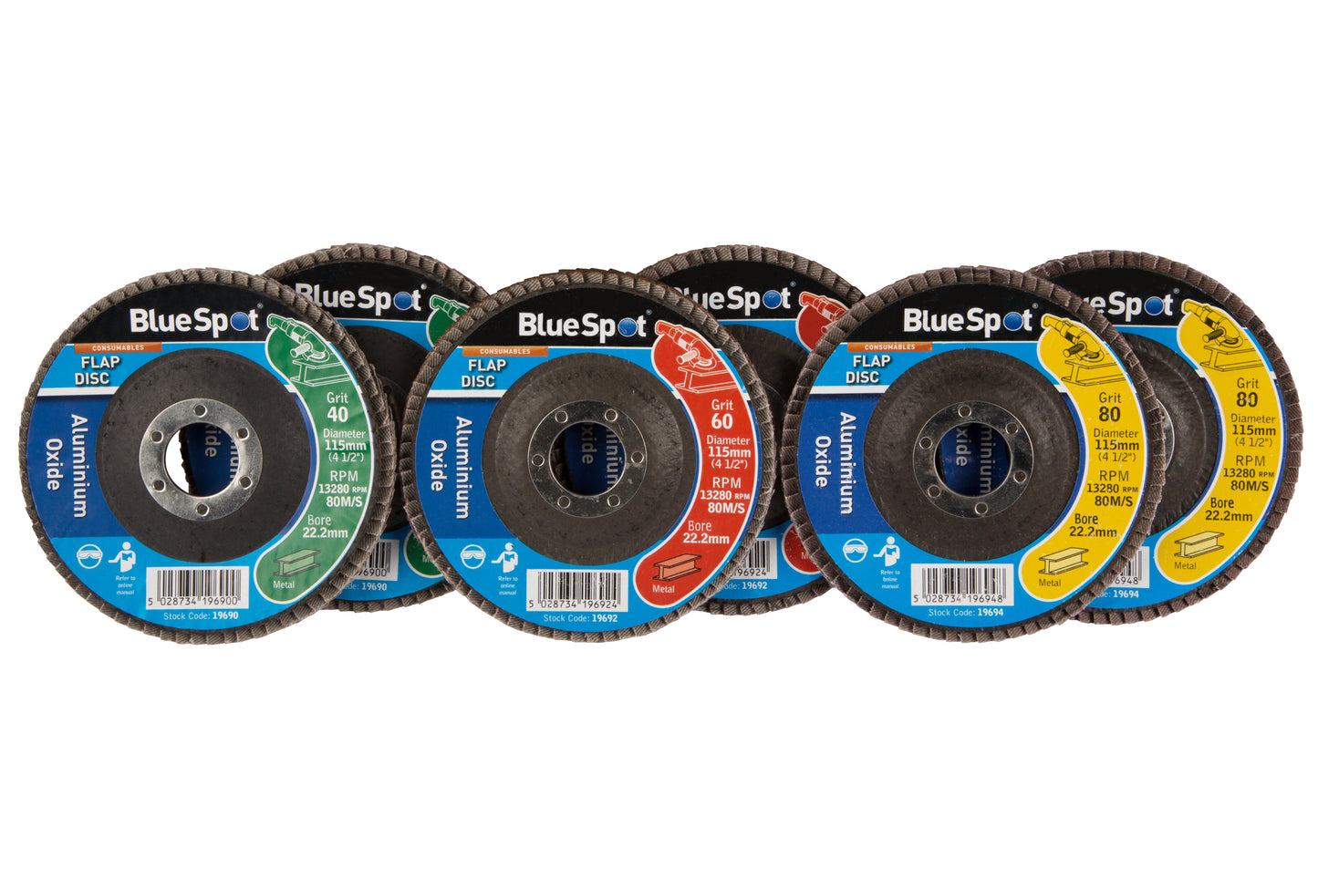 BlueSpot 115mm (4.5") 40 Grit Aluminium Oxide Flap Disc 19690